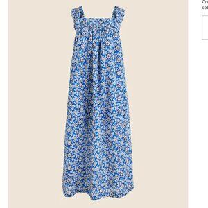 J. Crew Cotton voile ruffle-trim shift dress in cobalt floral